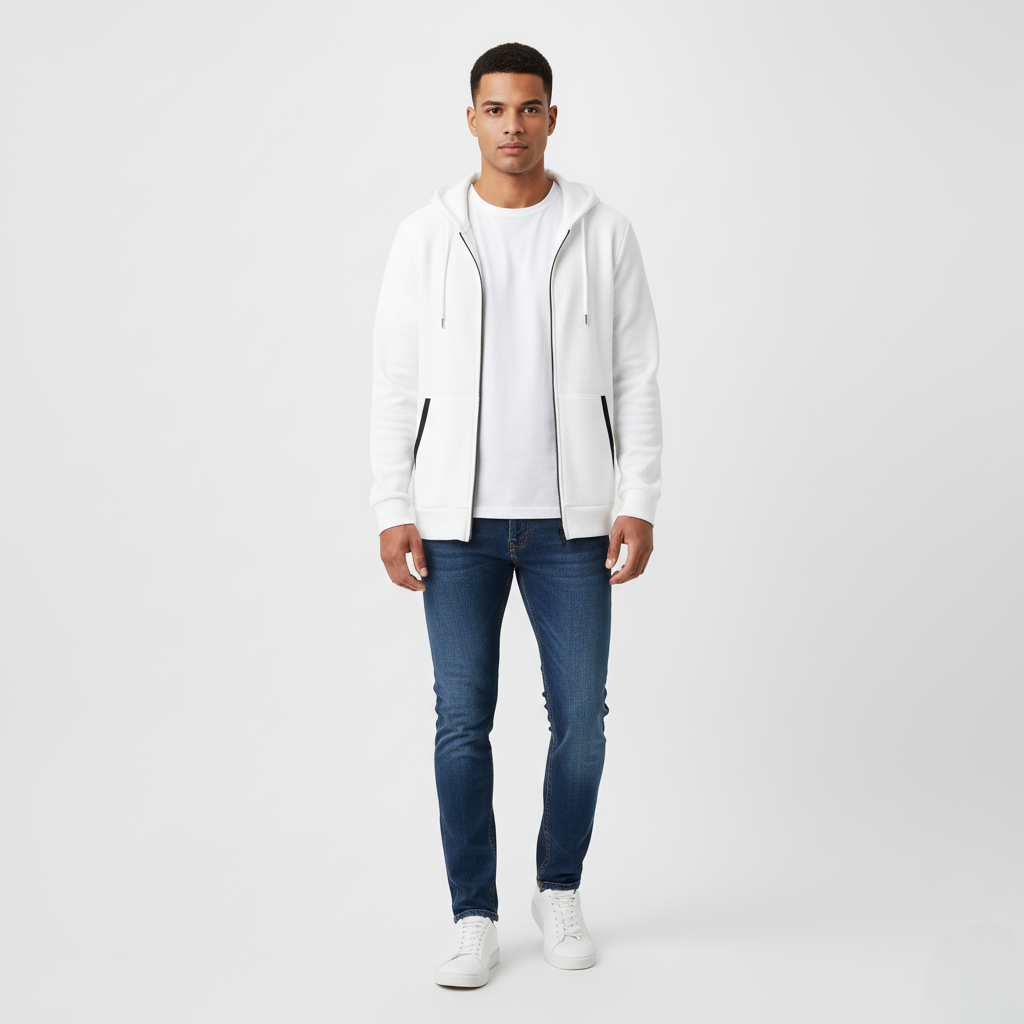 Męska Kurtka z Kapturem | Struktura Waflowa i Wygodna Mieszanka Włókien