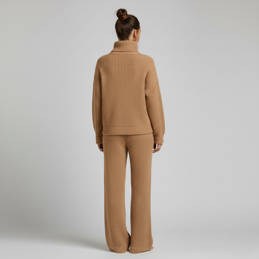 Elegancki Damski Komplet Sweter Golf | Miękki, Ciepły i Stylowy