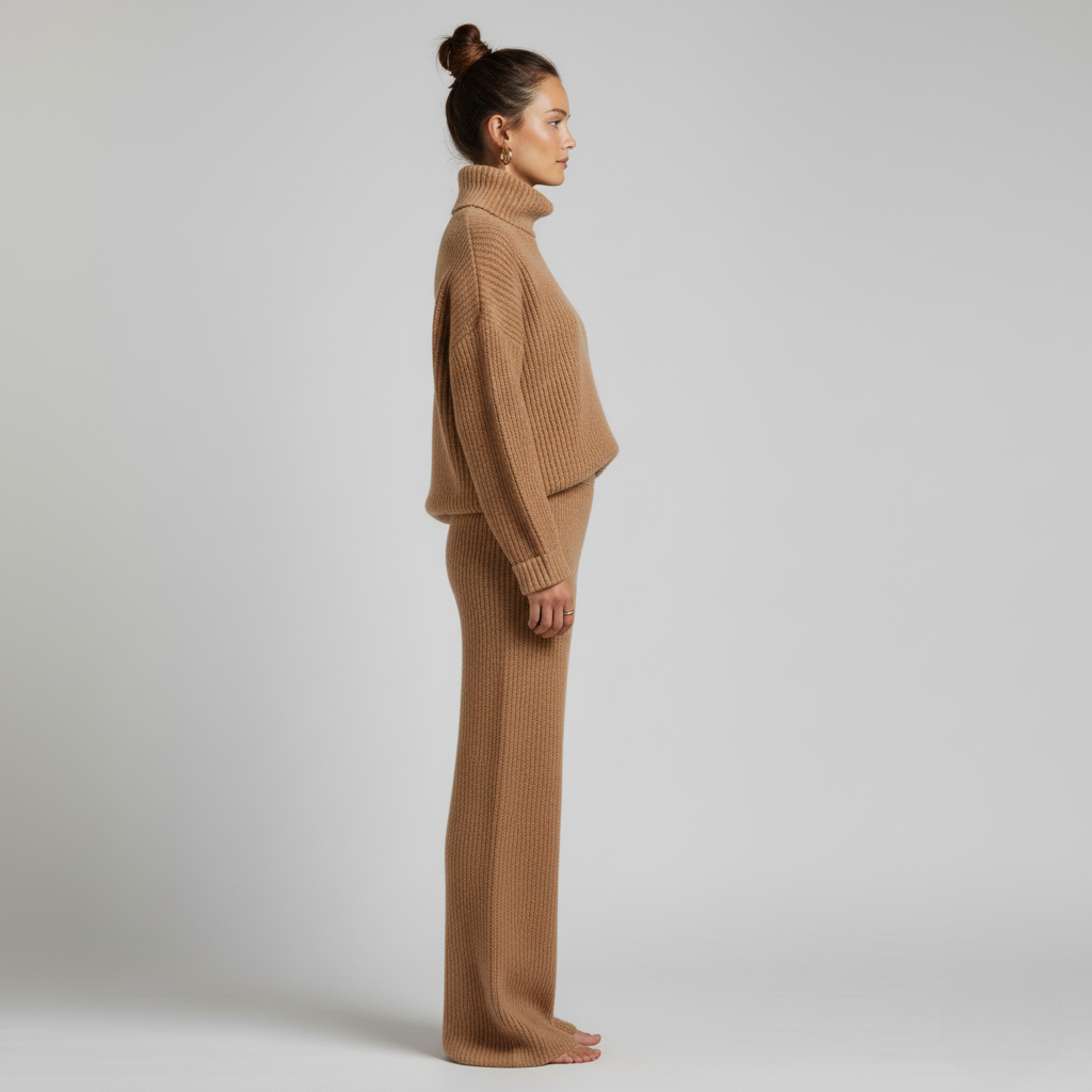 Elegancki Damski Komplet Sweter Golf | Miękki, Ciepły i Stylowy