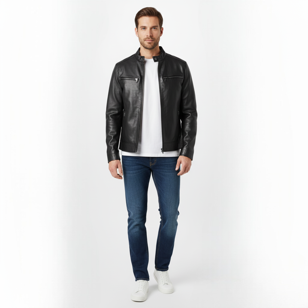 Męska Kurtka Skórzana Biker | Wysokiej Jakości, Stylowa i Trwała