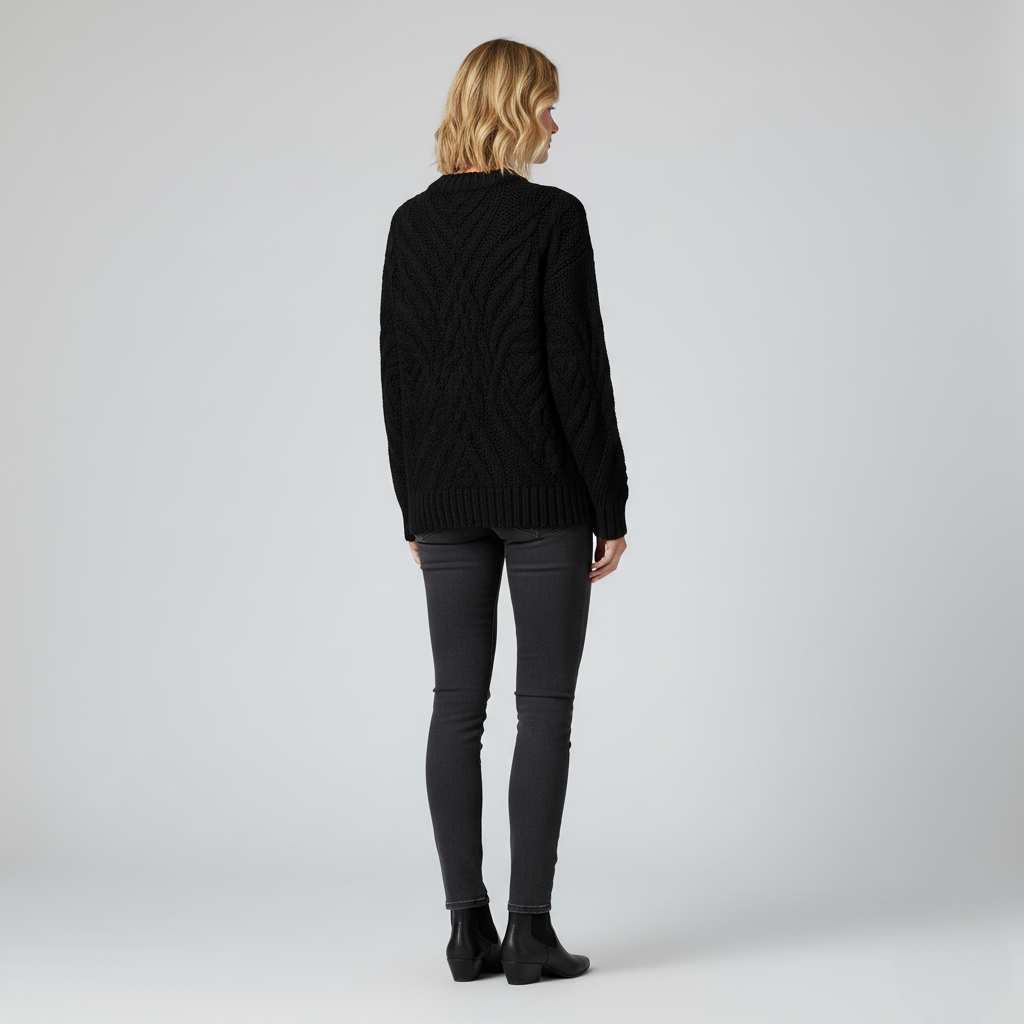 Damski Sweter Dzianinowy | Warkoczowy Wzór, Miękki i Stylowy na Wiosnę i Jesień