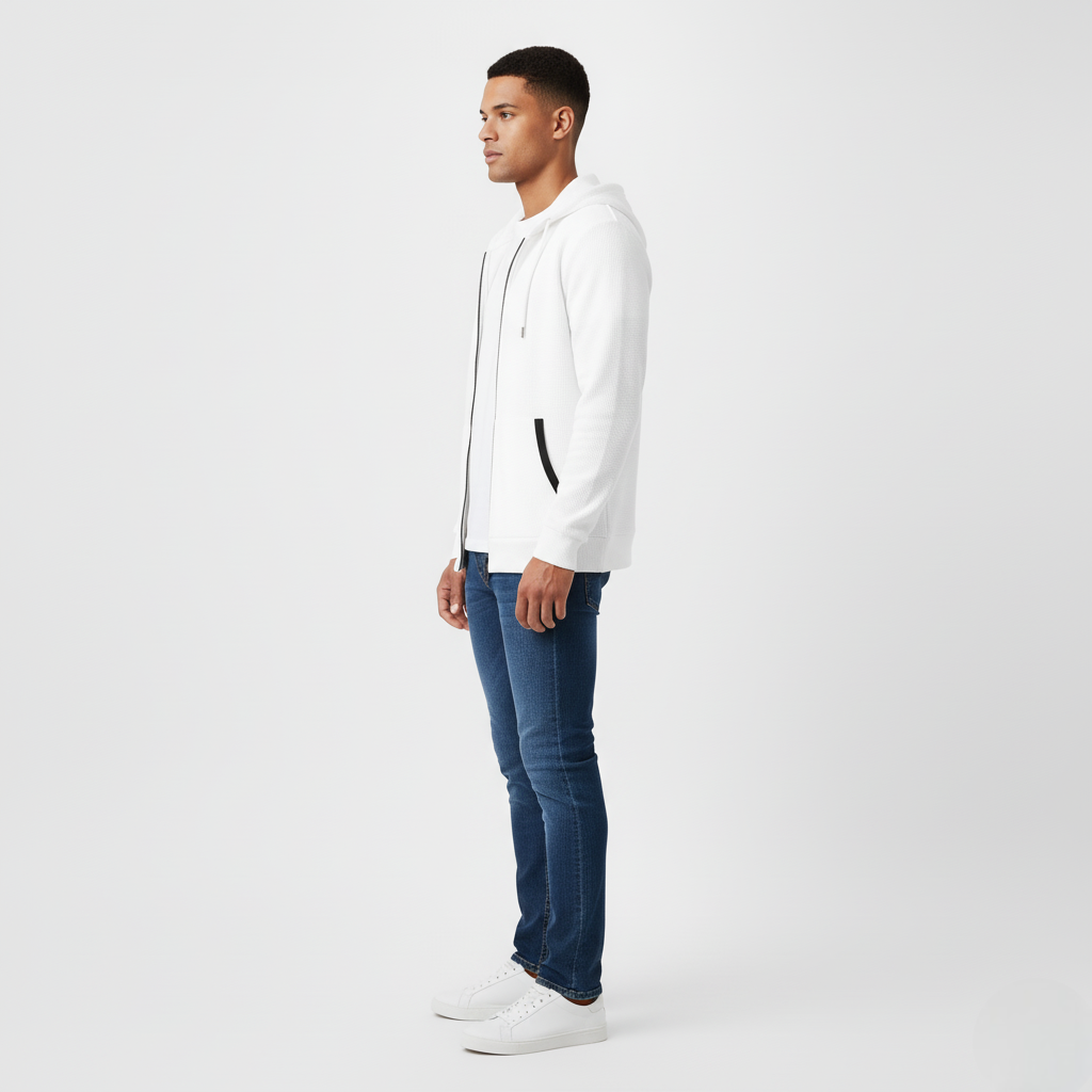 Męska Kurtka z Kapturem | Struktura Waflowa i Wygodna Mieszanka Włókien